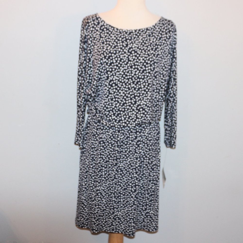 New Nine West Size 10 Dark Pacific and White Dress NWT